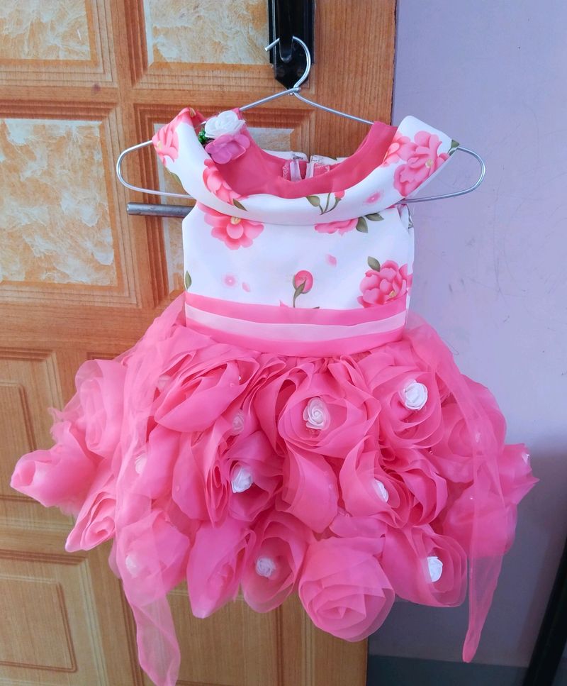 Pink Floral Party Wear Dress