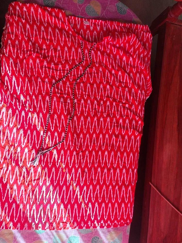 Red Printed Kurta