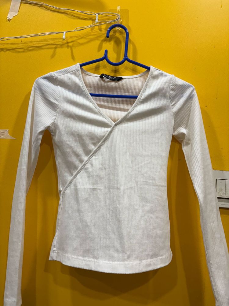 Wrap Front Ribbed Top