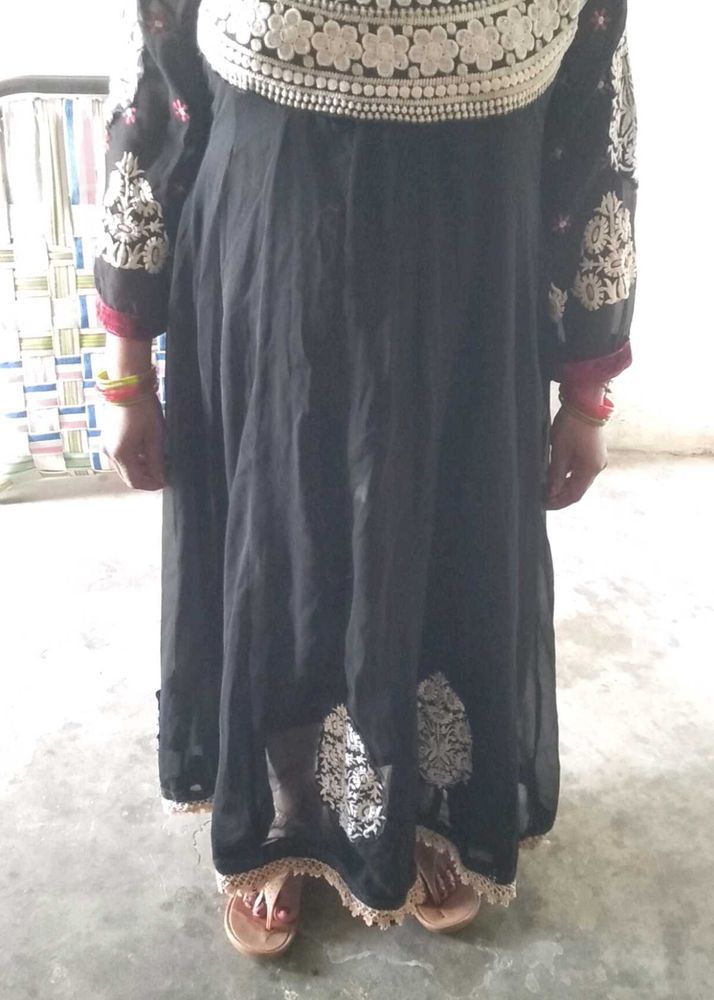 Elegant Black Embroidered  gown