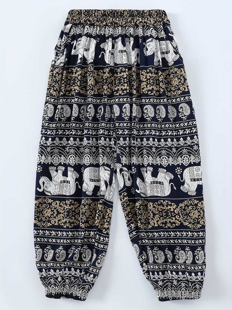 Elephant Print Short Harem Pants