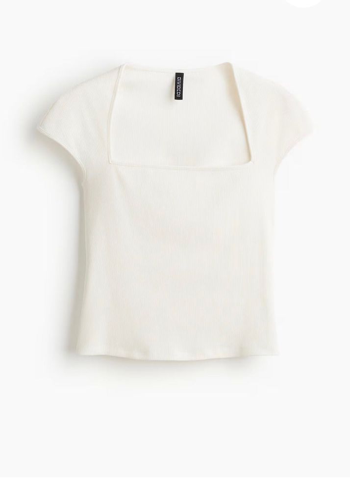 White Square Neck Top
