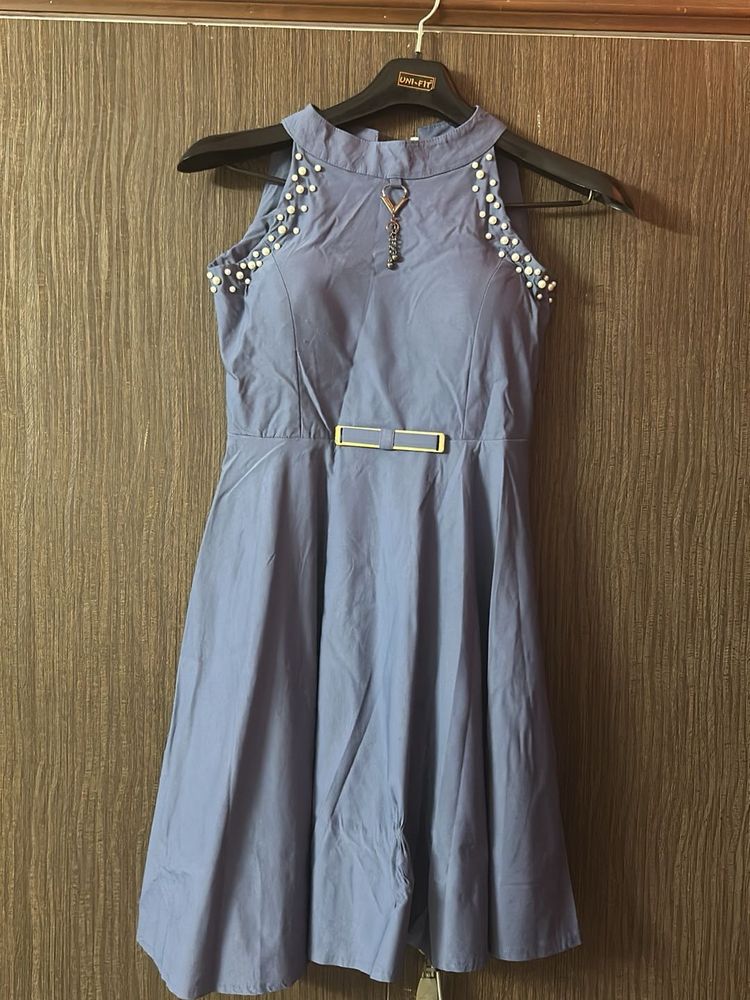 Blue Halter Mini Dress