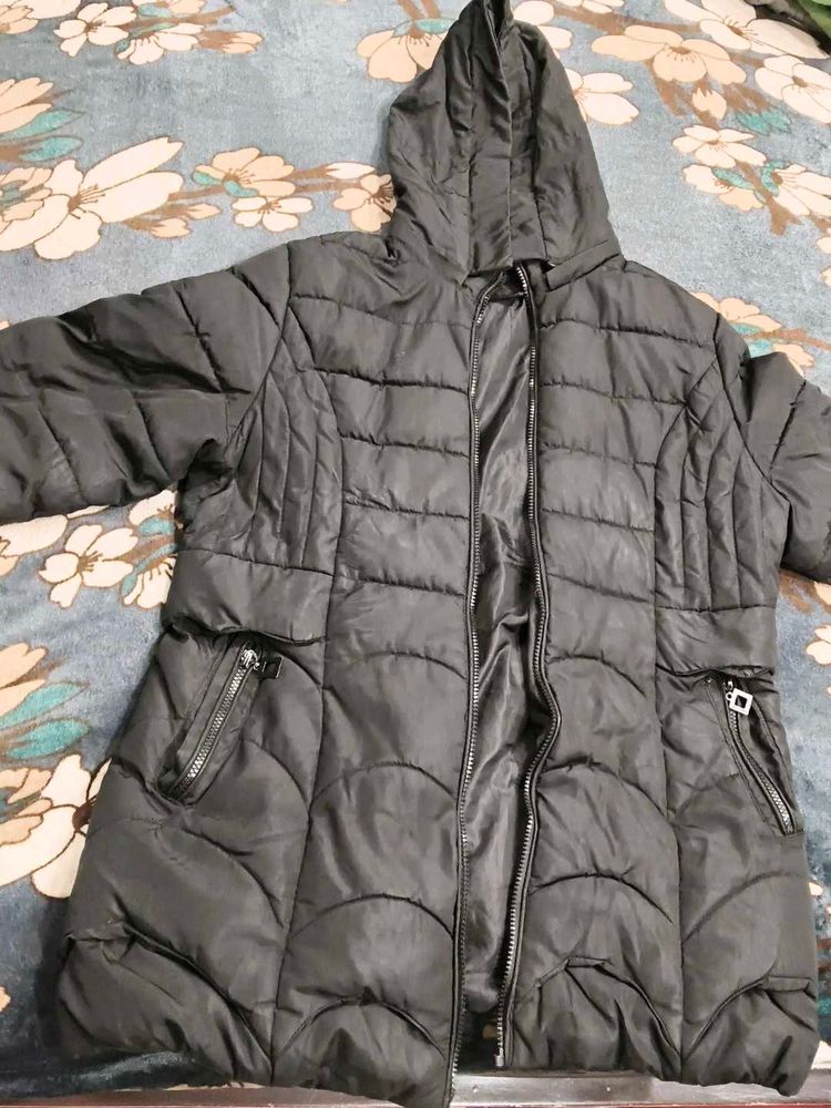 Black Puffer Hooded Jacket