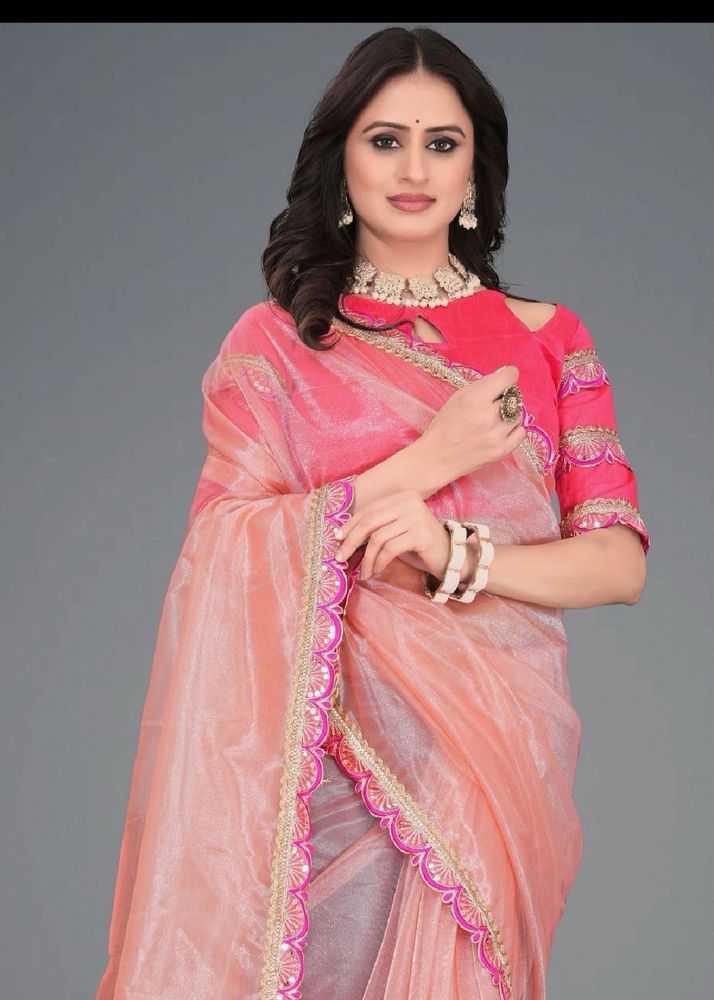 Elegant Peach Saree