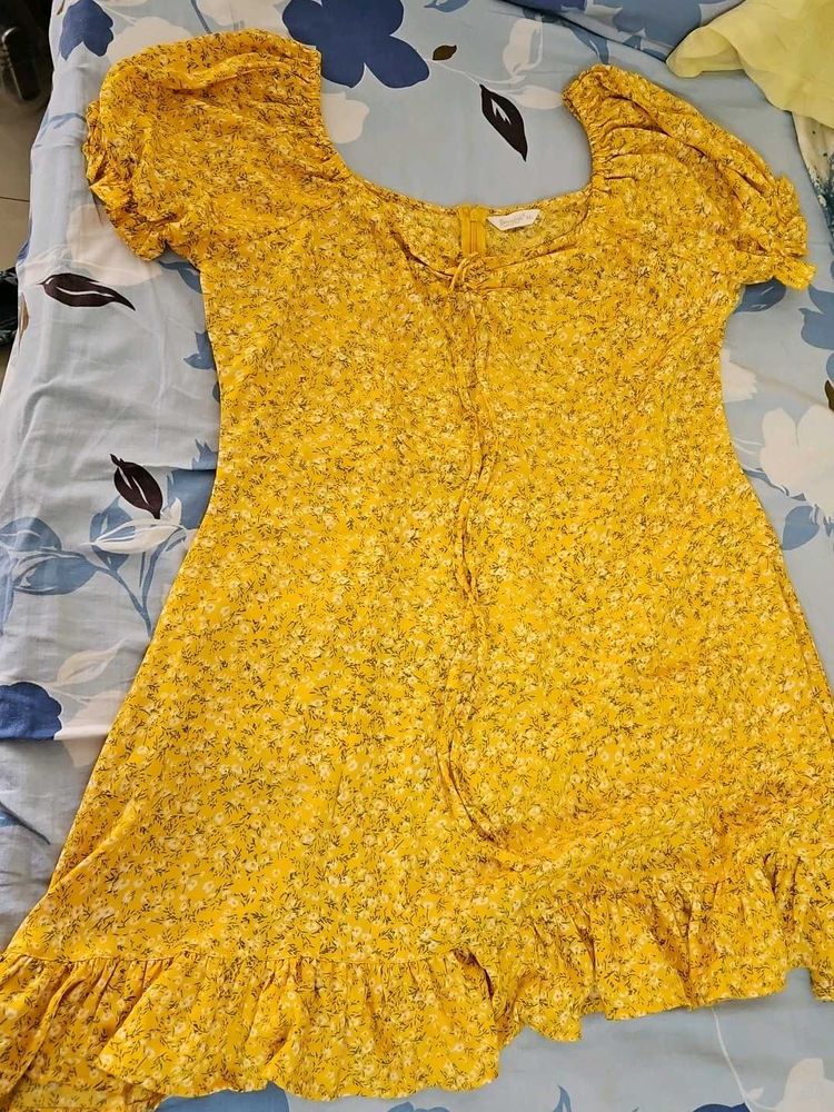 Floral Yellow Mini Dress