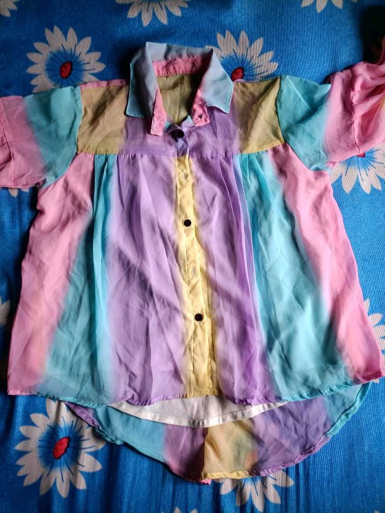 Multicolour Shirt Cum Shrug