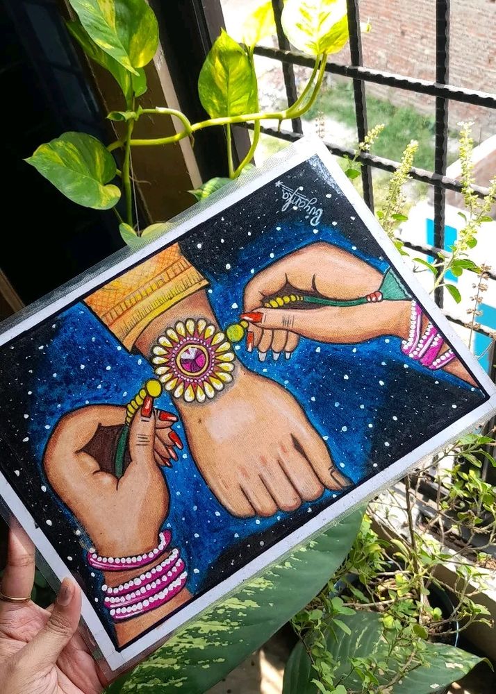 Raksha Bandhan Artwork For Homedecor And Gift Item (Laminated Artwork)