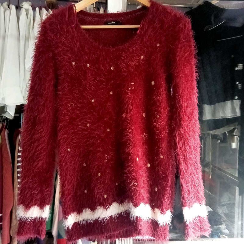 Fuzzy Maroon Sweater