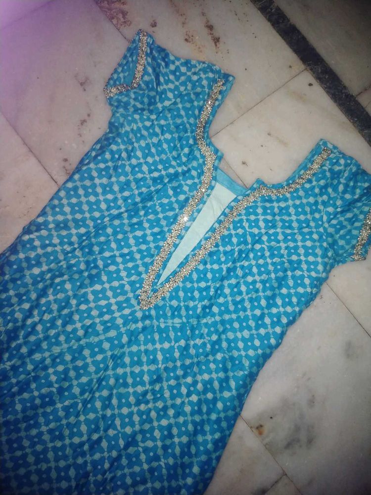 Blue Embroidered Kurti