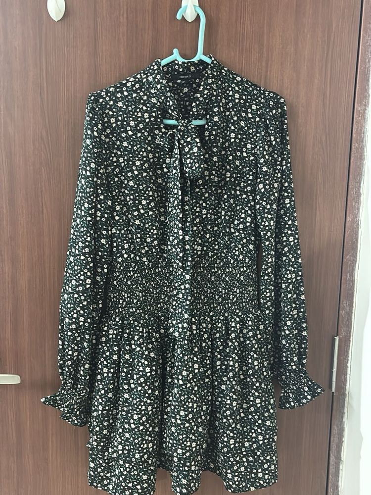 Neck Tie Detail Mini Dress