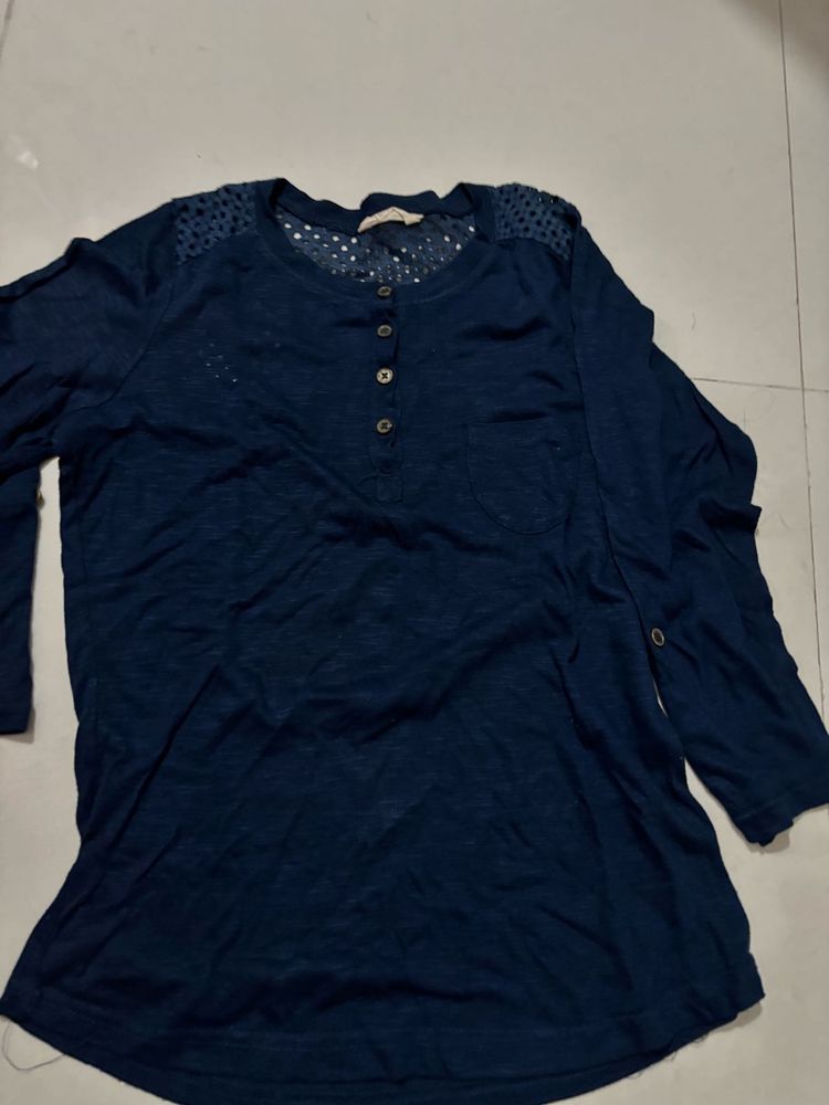 Navy Blue Long Sleeve Top
