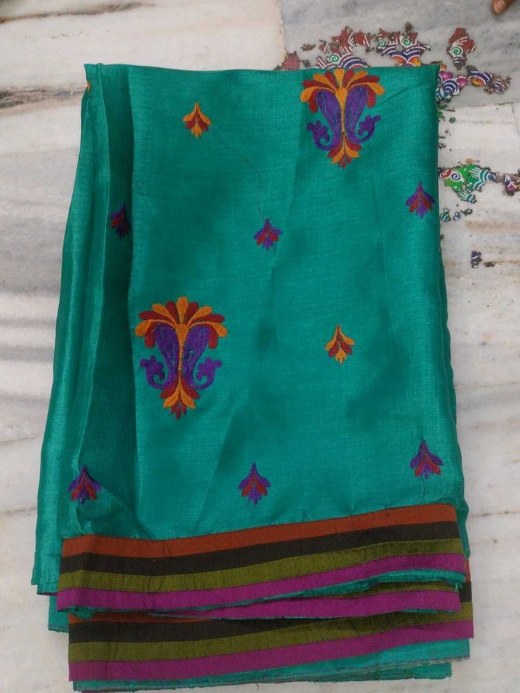 Elegant Green Embroidered Saree
