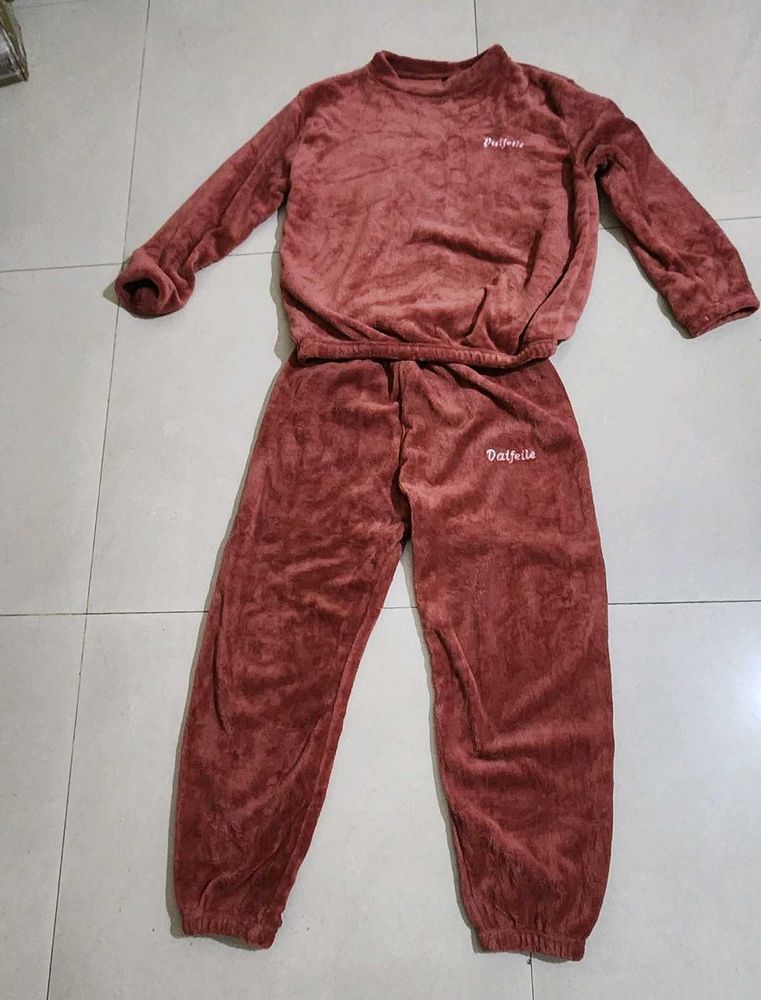 Mauve Wool Blend Night Suit