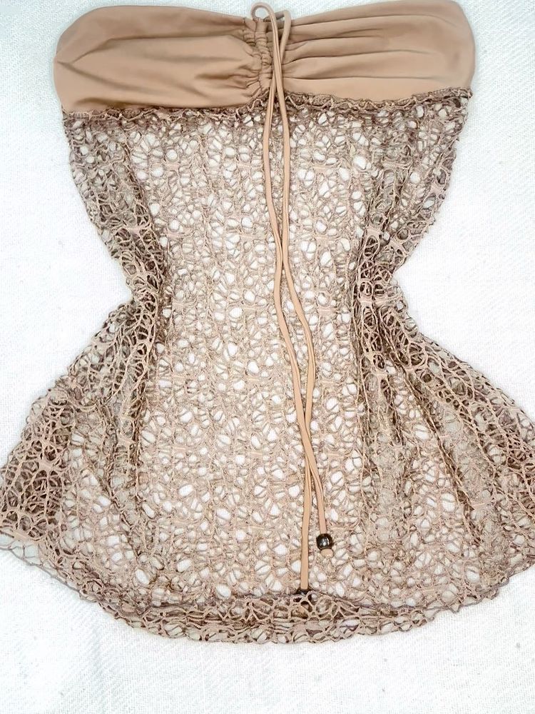 Tube Top With Net Details
