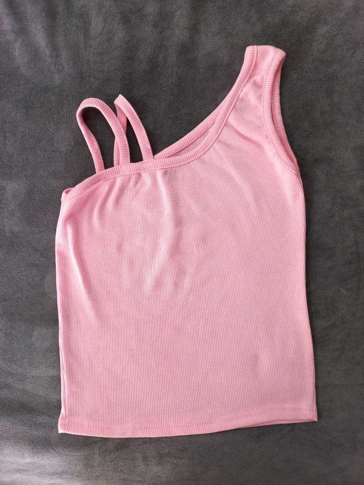 Pink One-Shoulder Tank