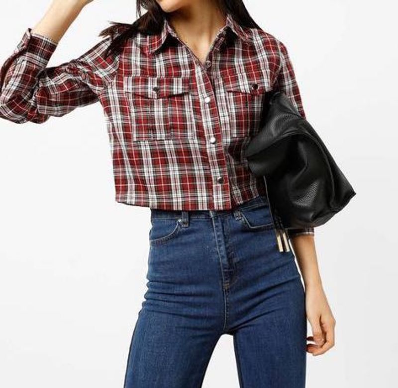 Cropped Flannel Women Shirt