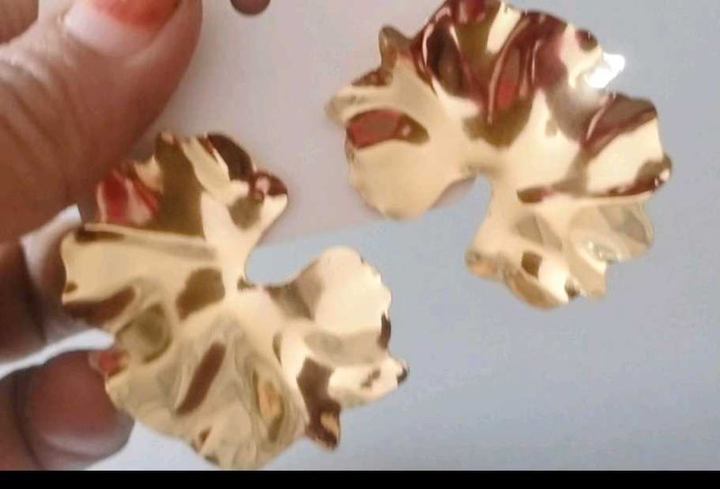 Gold Flower Statement Earrings