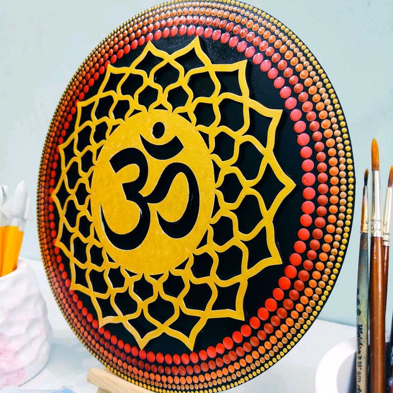 Hand-Painted OM Mandala Dot Art