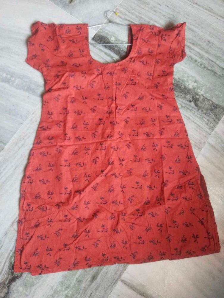 Coral Floral Print Kurthi