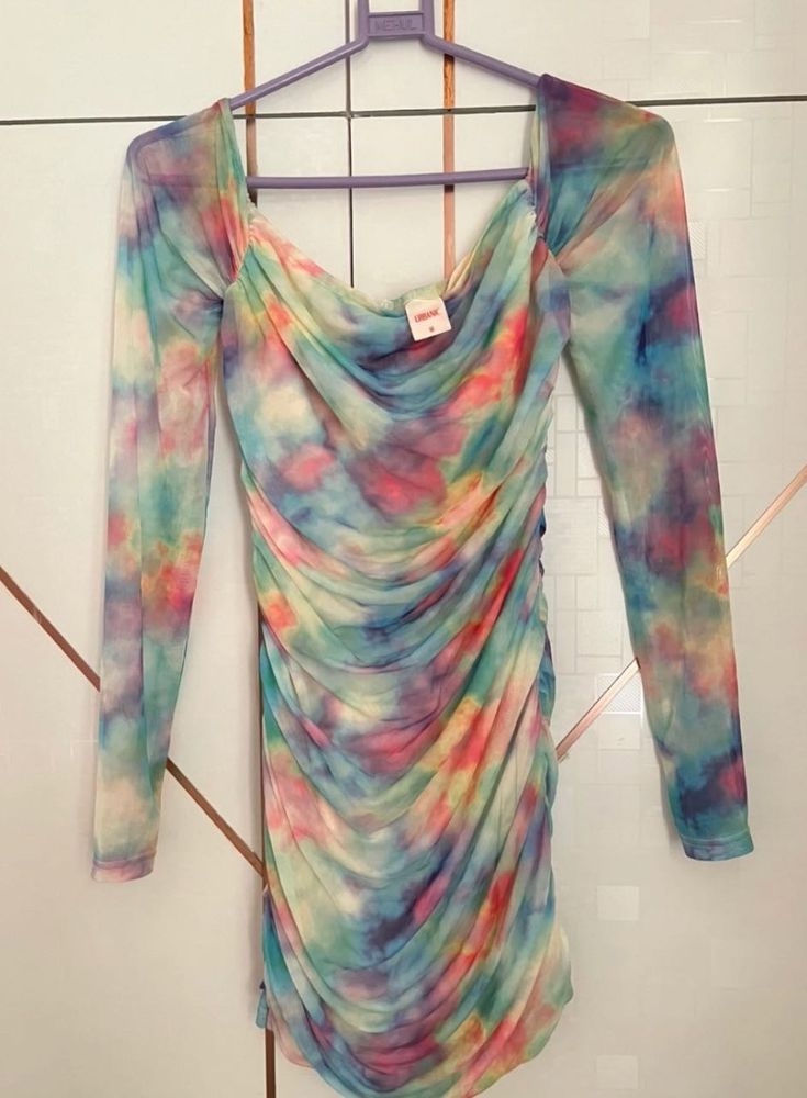 Tie Dye Ruched Mini Dress