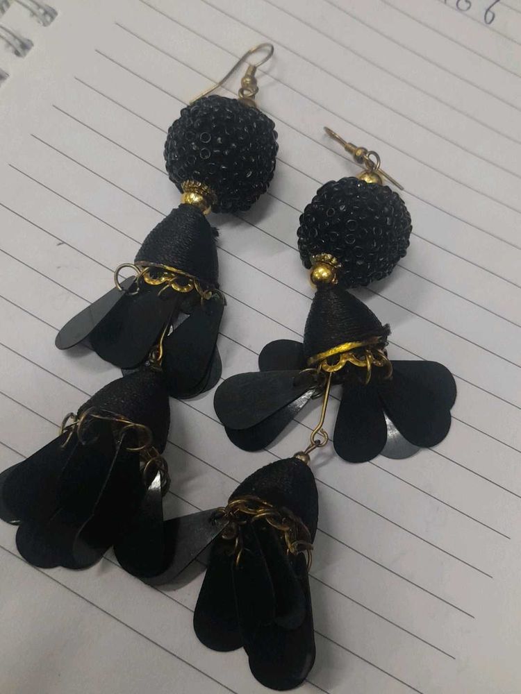 Black Flower Earrings