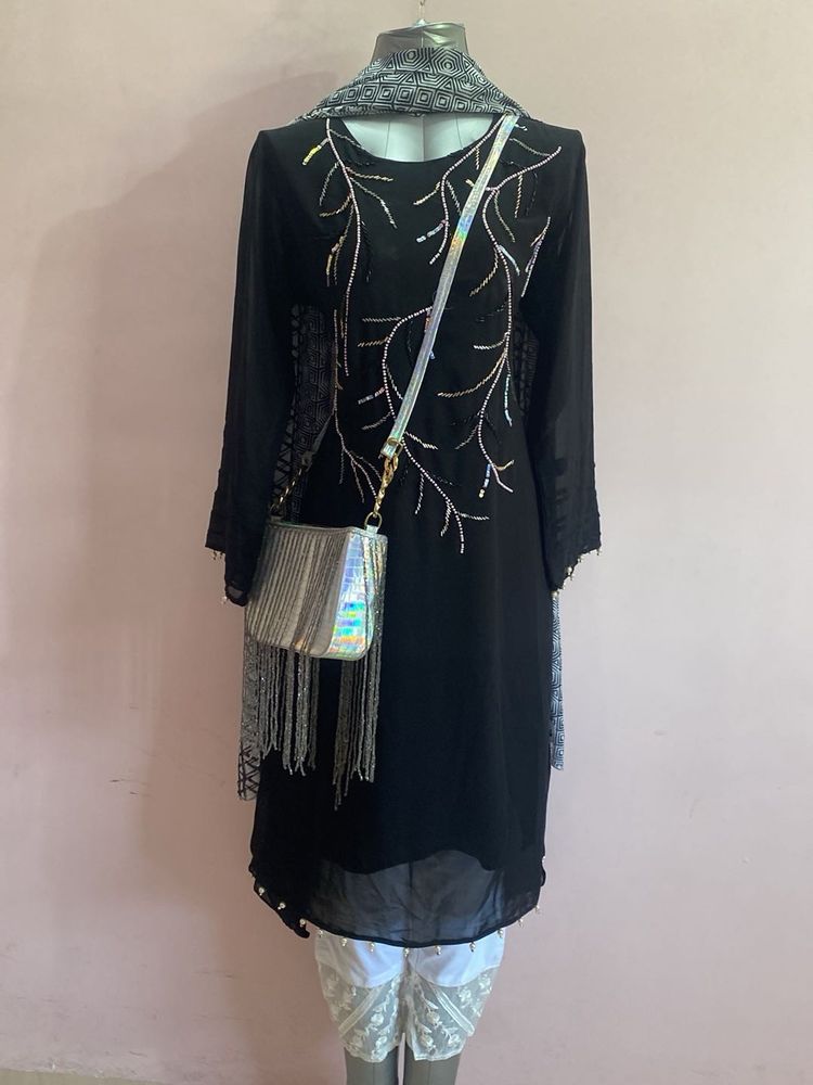 Black Embellished Party Set