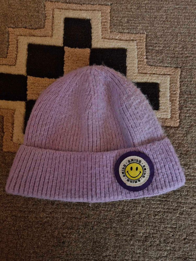 Lilac Smiley Beanie