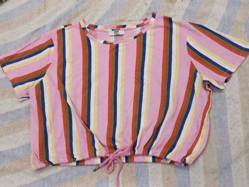 Sexy Only Brand Crop Top Multi-colour Stripes