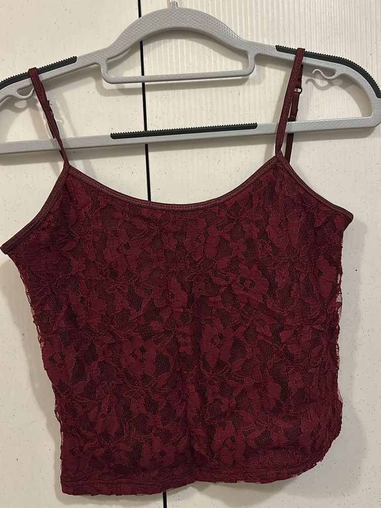 Maroon Lace Top