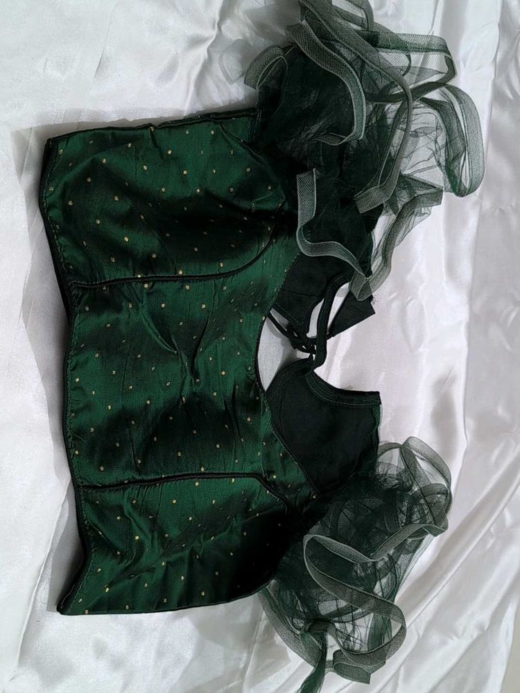 Green Embellished Blouse Party Wear