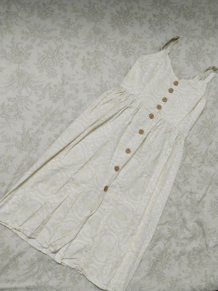 Beige Strapless Midi Dress