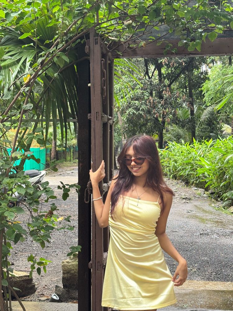 Trendy Satin Yellow Dress