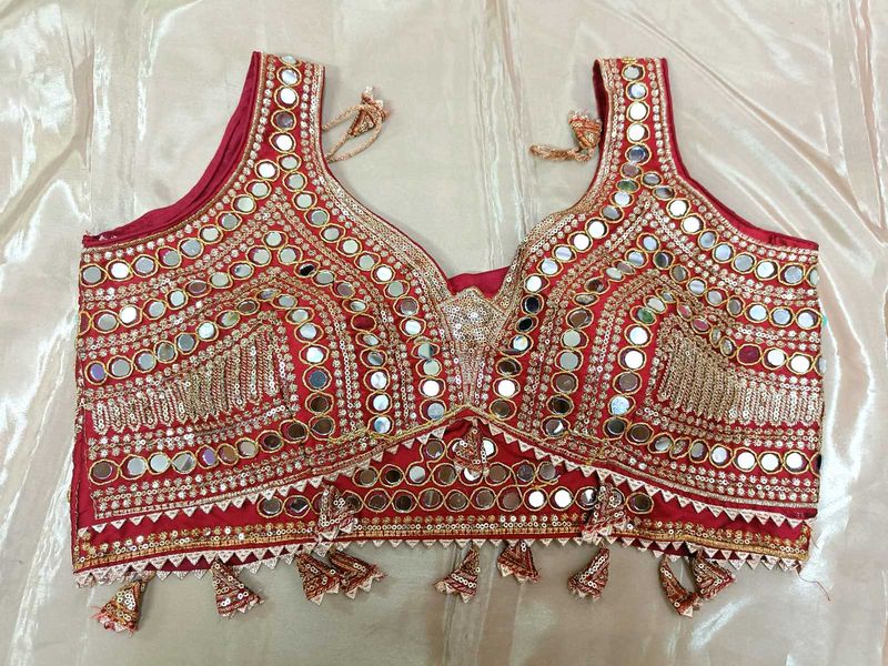 Red Mirror Work Blouse
