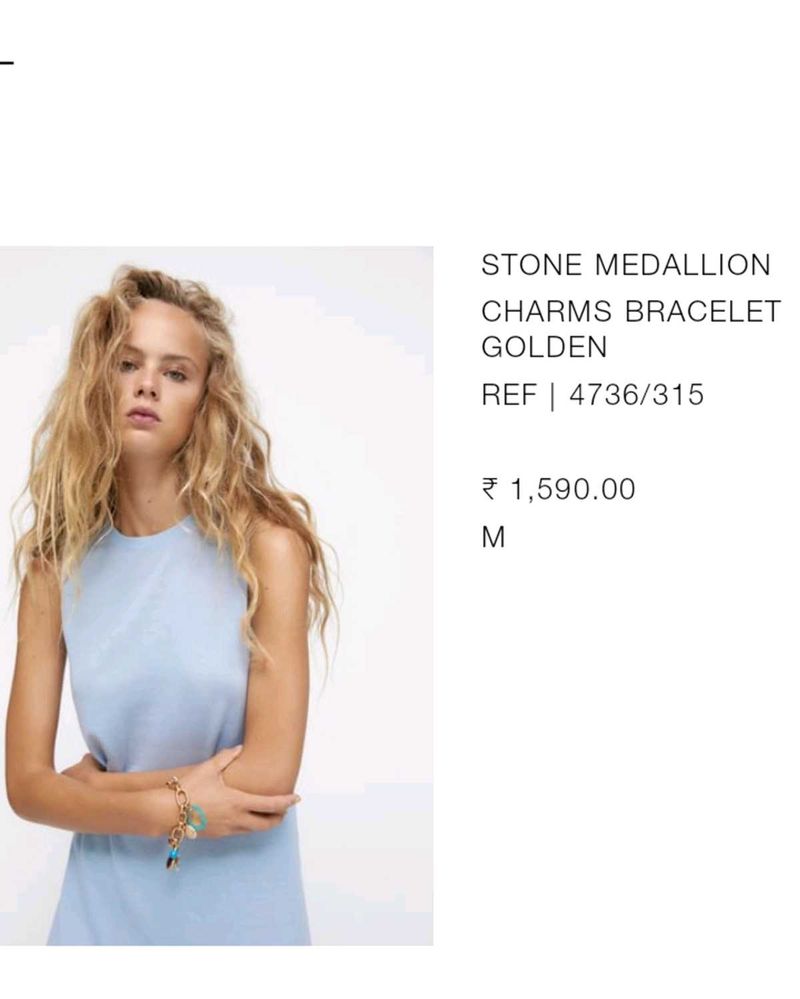 Original Zara Stone Medallion Charm Bracelet