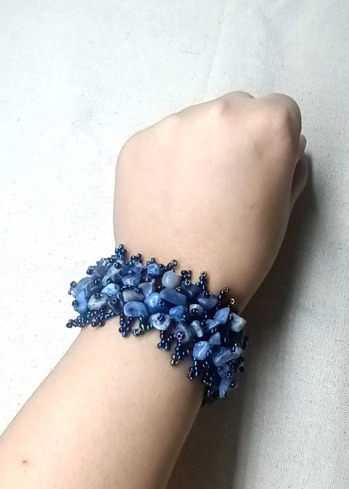 LAPIZ CHIP BEADS Beaded Gemstone Bracelet