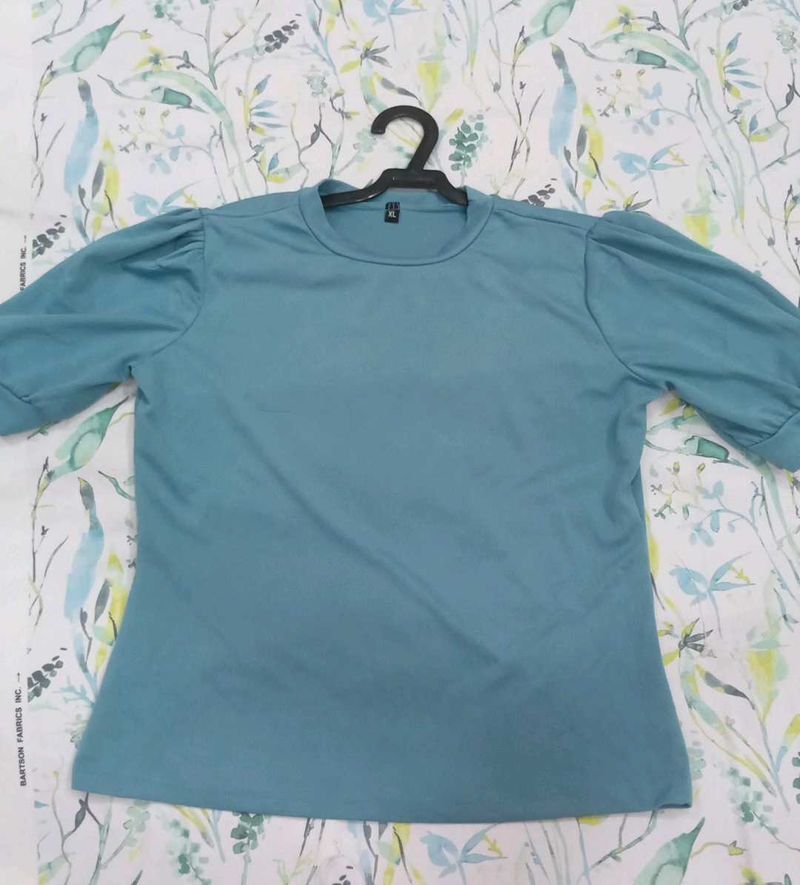 Blue Puff Sleeve Top