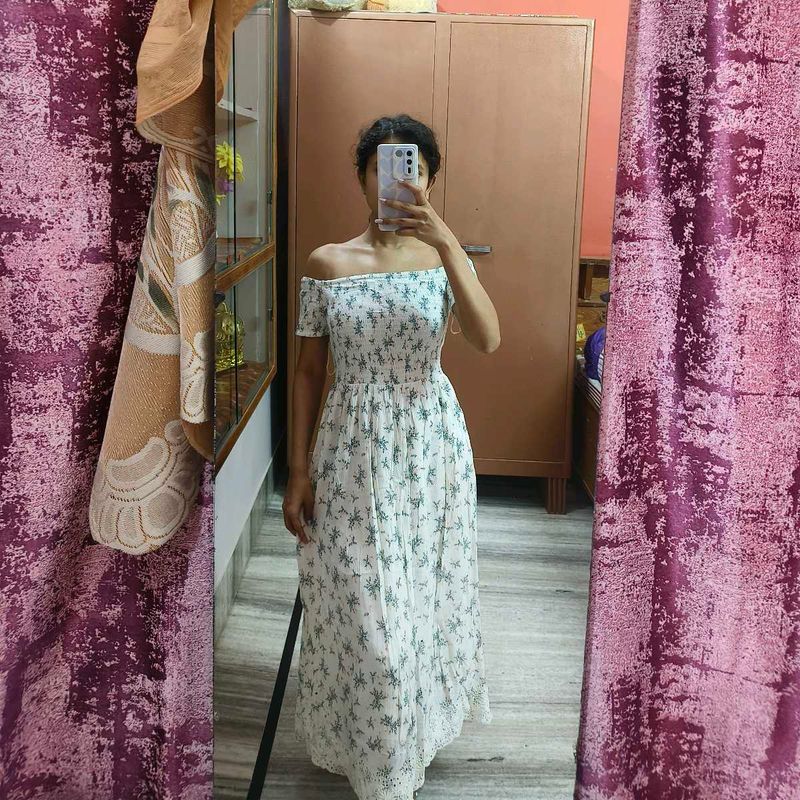 Floral Off Shoulder Midi Dress