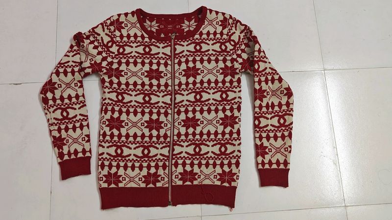 Printed Red sweater