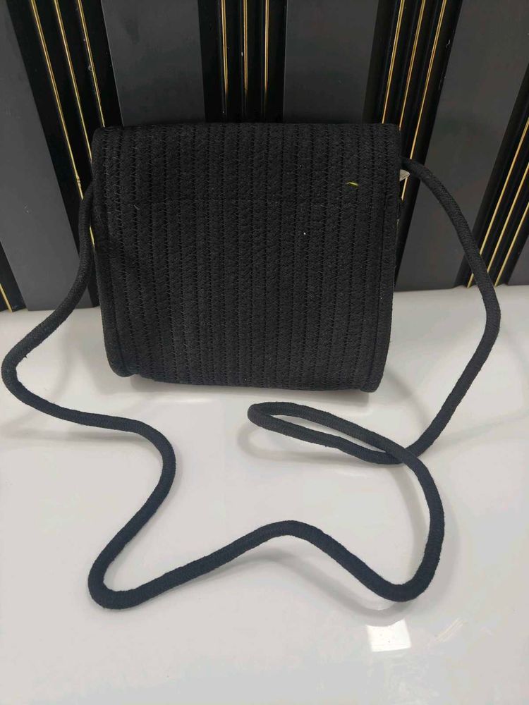 Black Woven Crossbody Bag