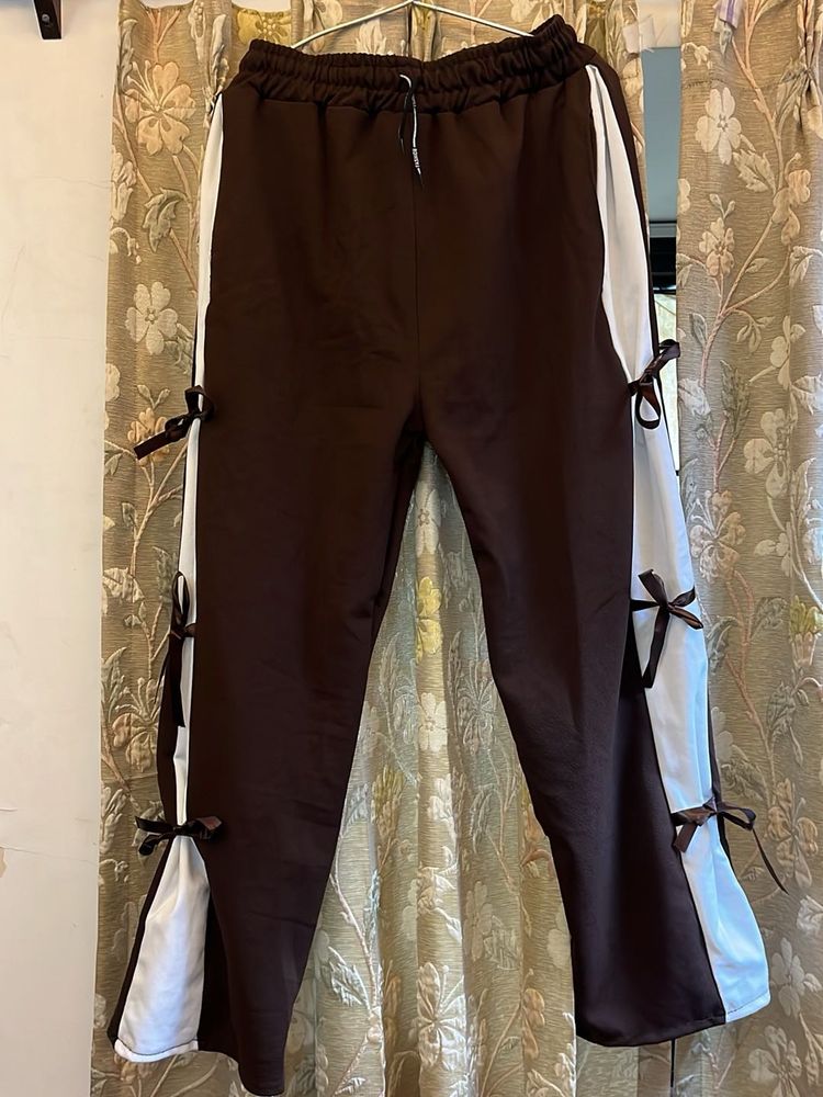Brown Ribbon Accent Pants