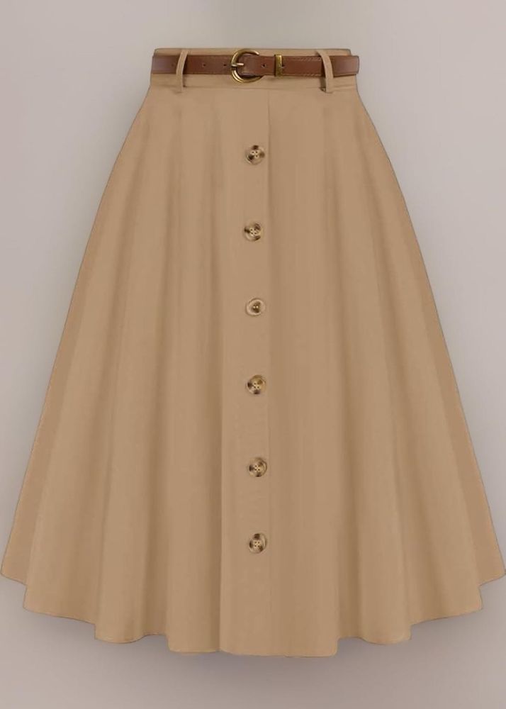 Belted Button-Down Skirt
