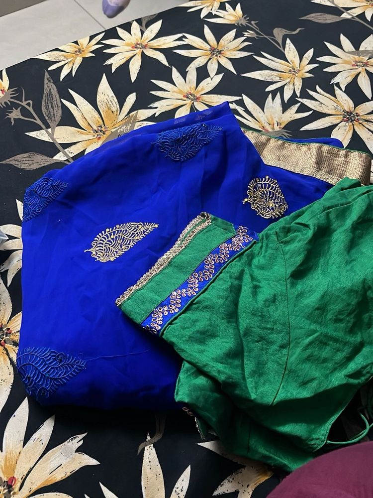 Elegant Blue Saree with Blouse