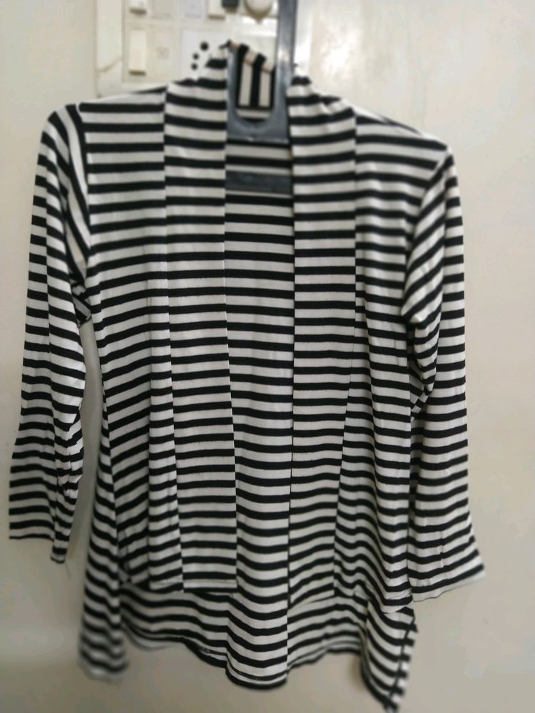 Black And White Striped Jacket Shrug