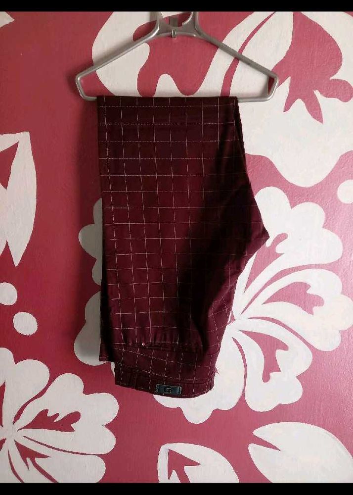 Burgundy Checkered Pants