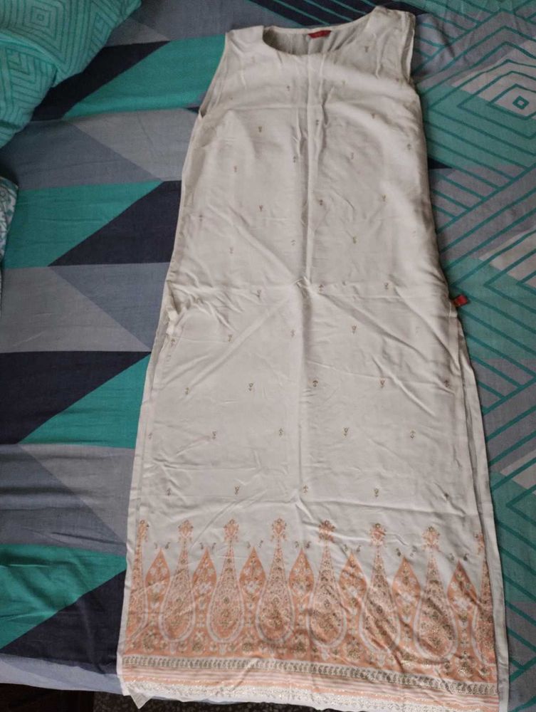 Orange &amp; Cream Kurti With Leggings