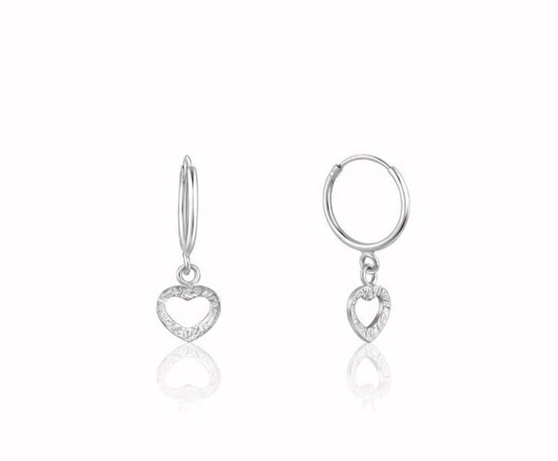 925 silver Heart Hoop Earrings