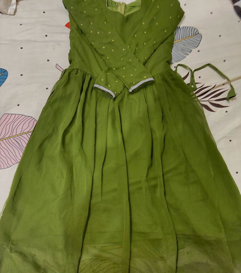 Green Heavy Worked Kurta!