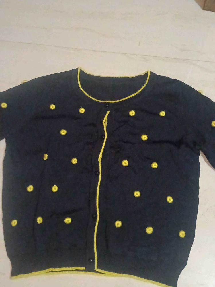 Navy Blue Floral Cardigan