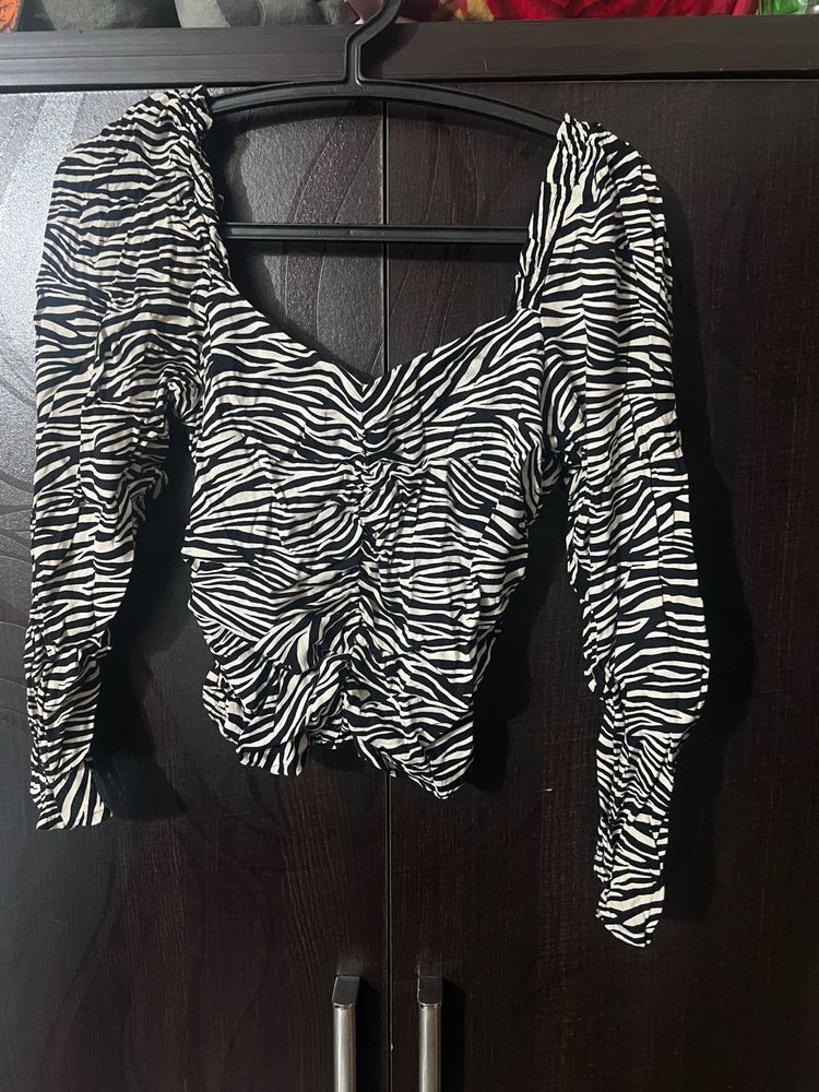 Zebra Print Long Sleeve Top- Dividend